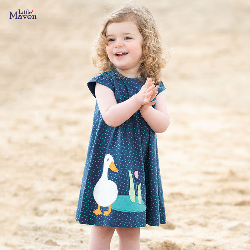 Girls SS Summer Dotty Duck Dress