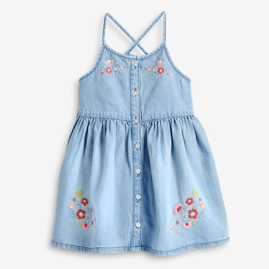Girls' Dress Denim Suspender Dress