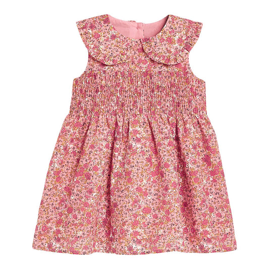 Girls' Sleeveless Smocked Collared Dress