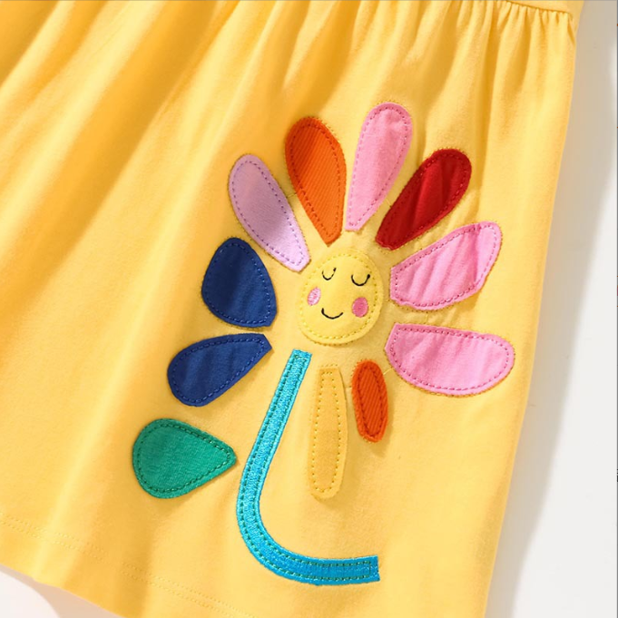 Girls Short Sleeve Flower Dress