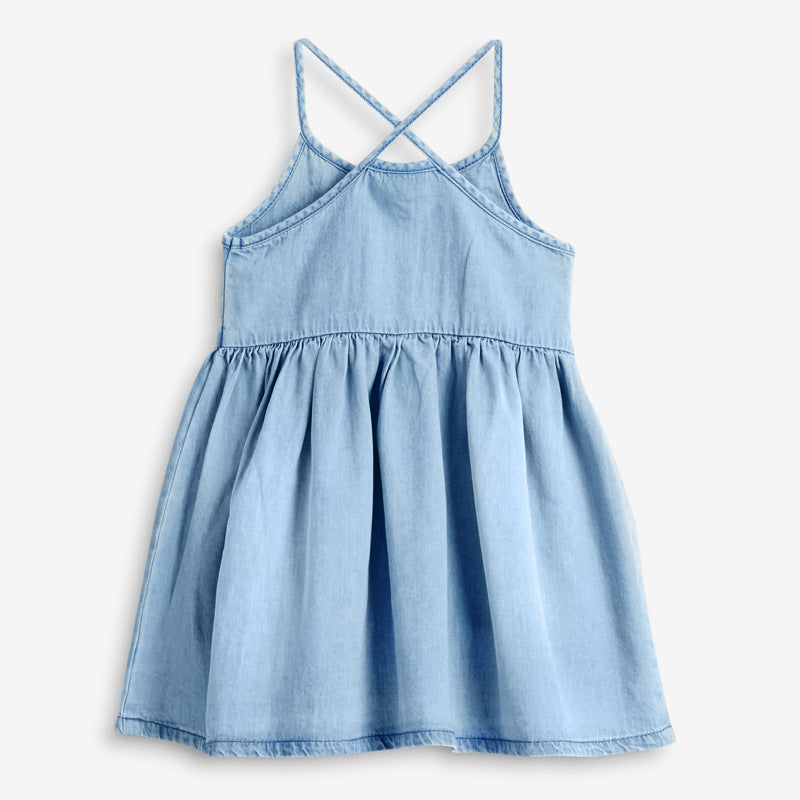 Girls' Dress Denim Suspender Dress