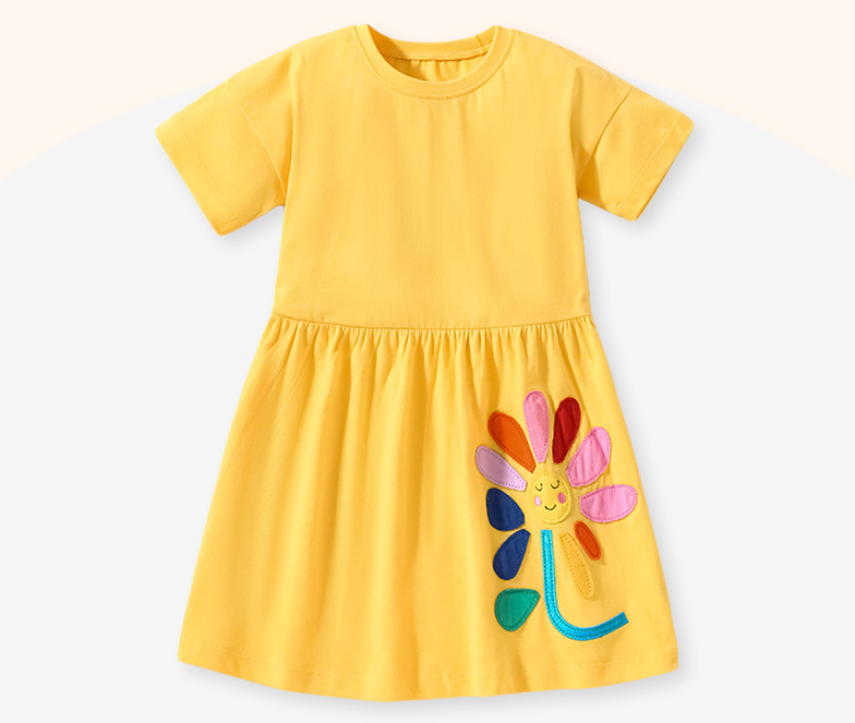 Girls Short Sleeve Flower Dress