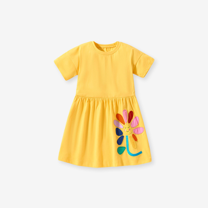 Girls Short Sleeve Flower Dress