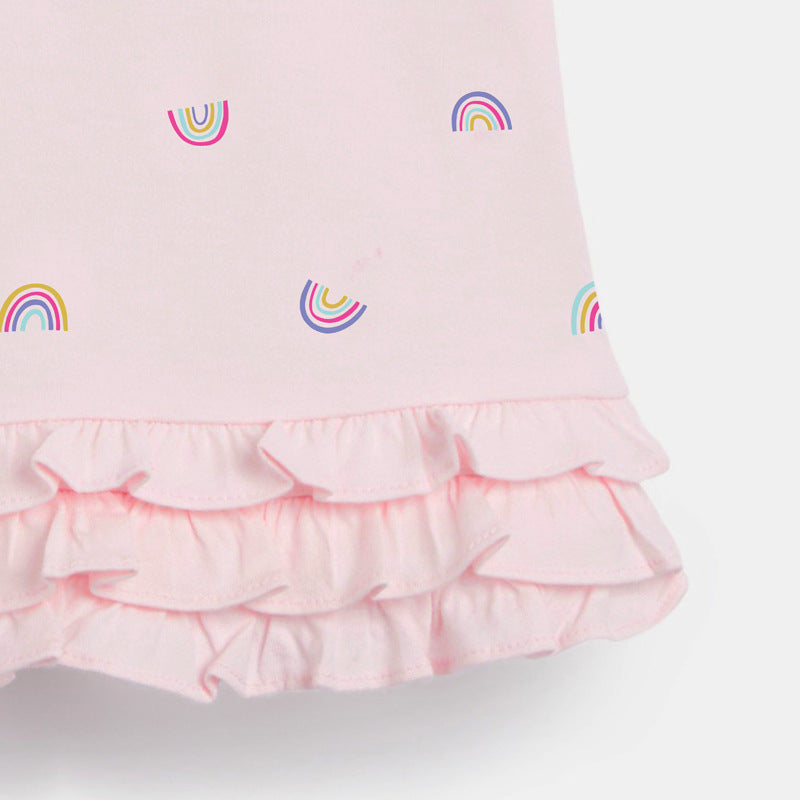 Girls' Knitted Short Sleeve Dress with collar
