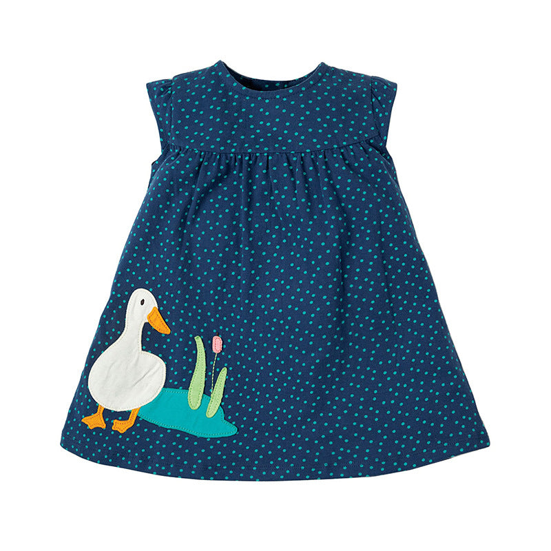 Girls SS Summer Dotty Duck Dress