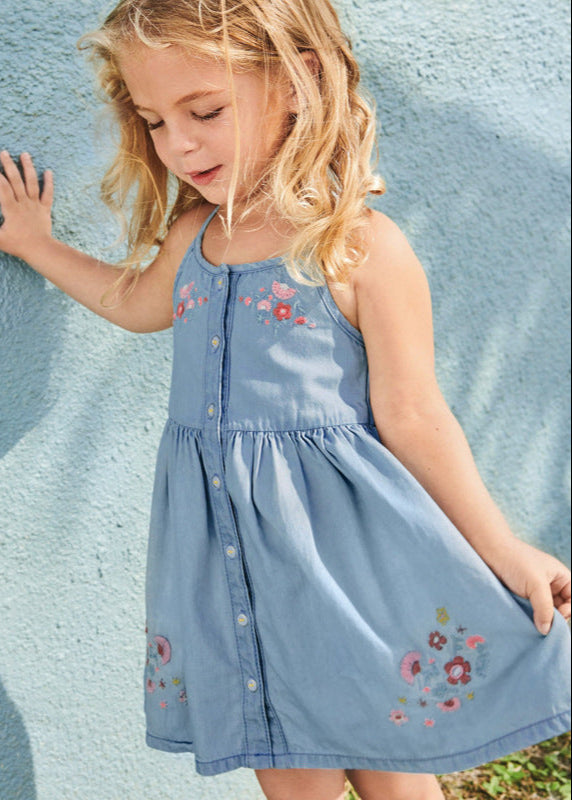 Girls' Dress Denim Suspender Dress