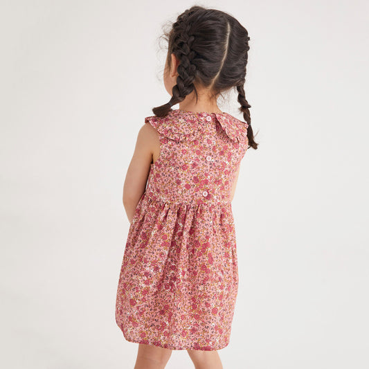 Girls' Sleeveless Smocked Collared Dress