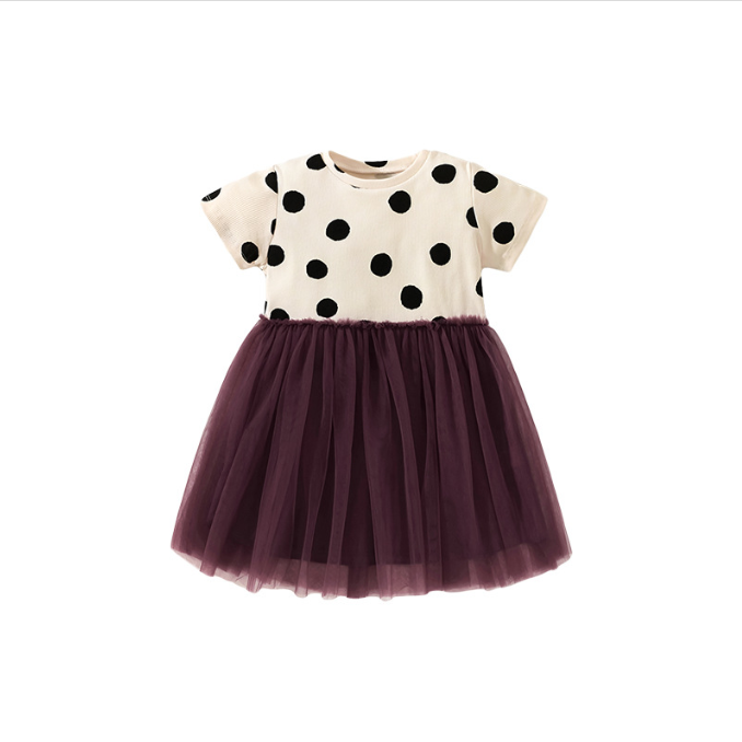 Girls SS Mesh Skirt Polka Dress