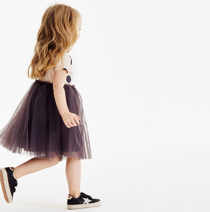 Girls SS Mesh Skirt Polka Dress