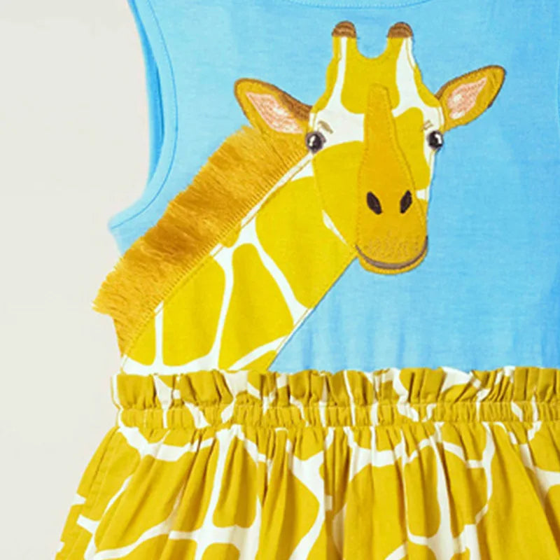 Girls Sleeveless Cotton Dress - Fun at the Zoo