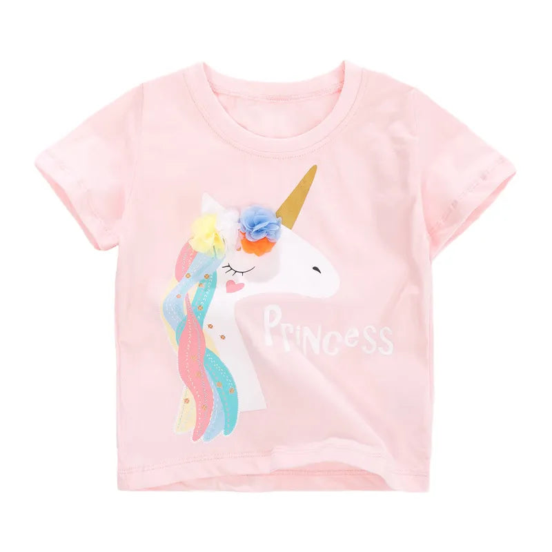 Girls' Cotton Short Sleeve Unicorn T-Shirt