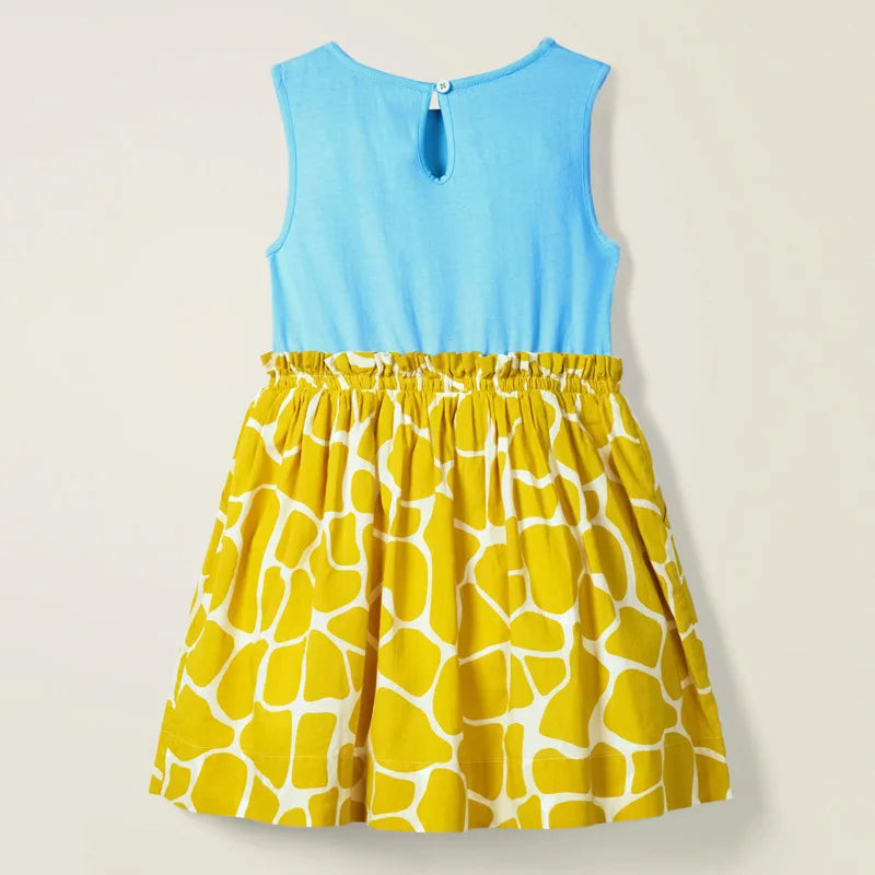 Girls Sleeveless Cotton Dress - Fun at the Zoo
