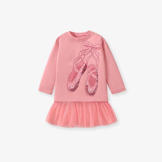 Girls LS Ballet Tulle Hem T shirt