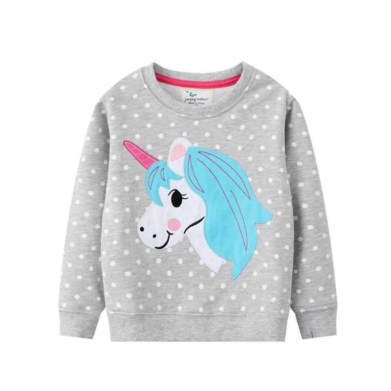 Girls Sweatshirts Grey Dotty Unicorn