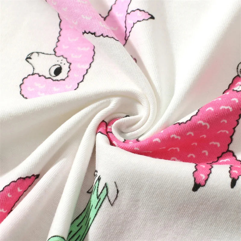 Girls Flutter sleeve T shirt + Shorts - Alpaca print
