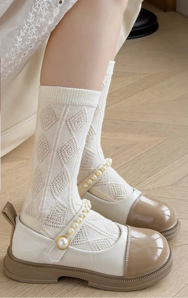 5 Pack White Cotton Mid Calf Socks