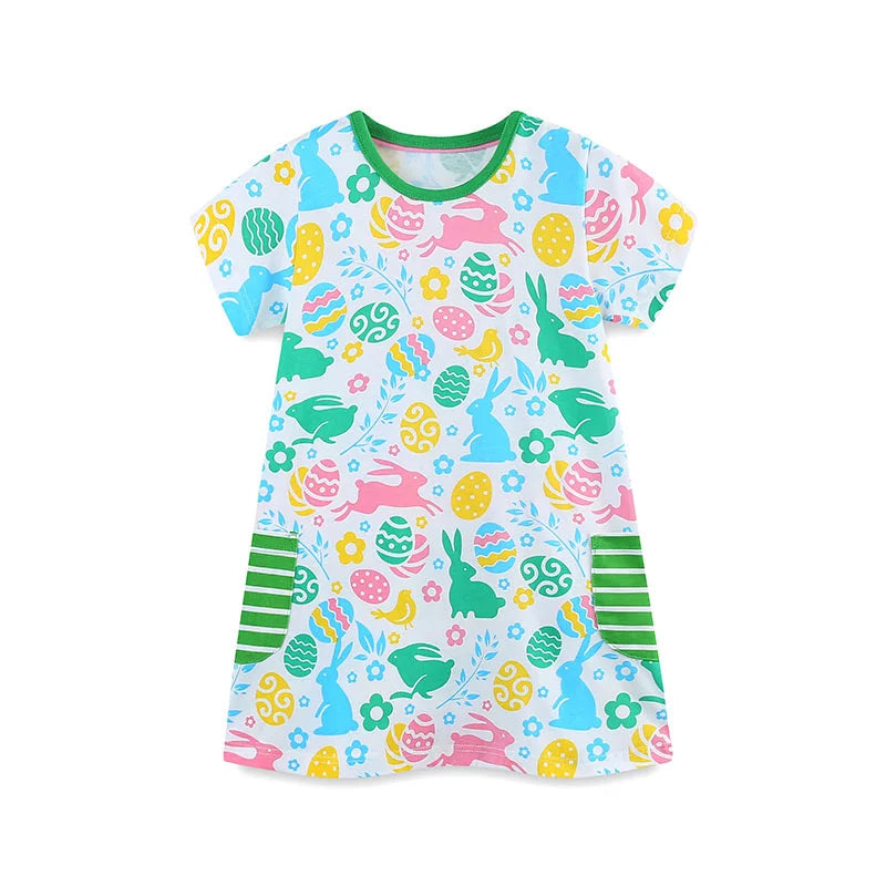 Girls Bunny Short Sleeve Summer Dress