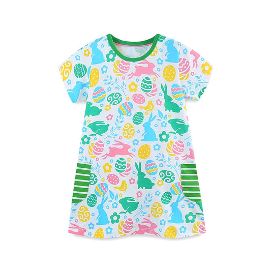 Girls Bunny Short Sleeve Summer Dress