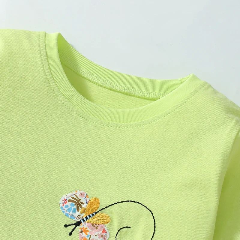Girls LS T & Legging Set in Green & Pink bunny