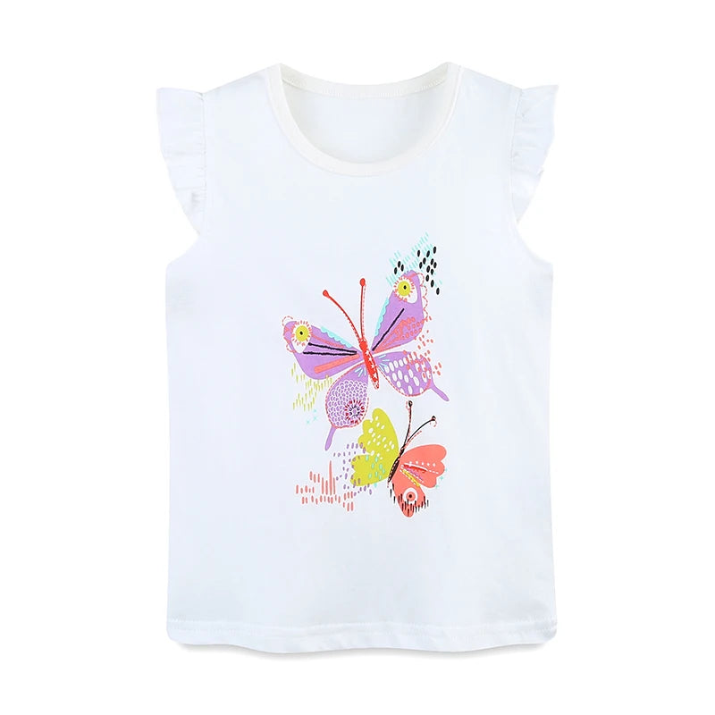 Girls Flutter Sleeve T Shirts and Shorts - Butterflies