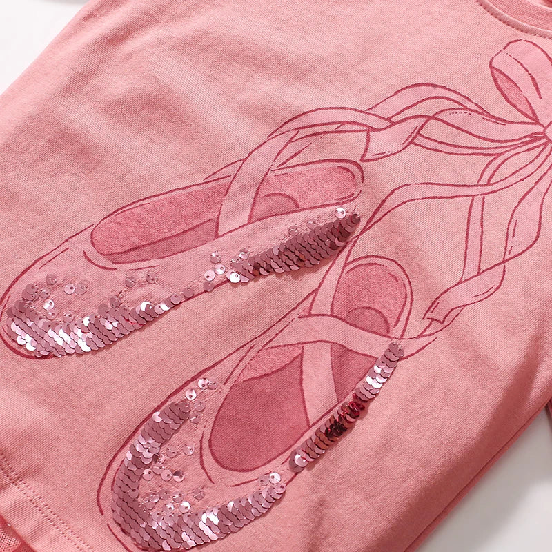 Girls LS Ballet Tulle Hem T shirt