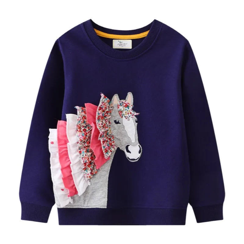 Girls Horse Frilled Sweatshirt