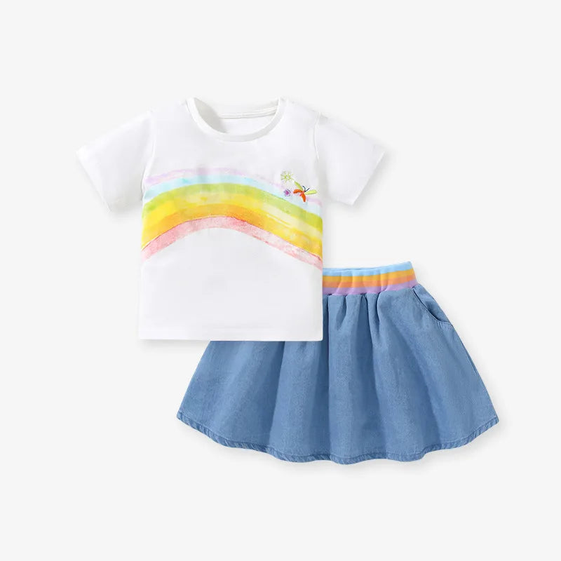 Girls SS Rainbow T-shirt and Skirt