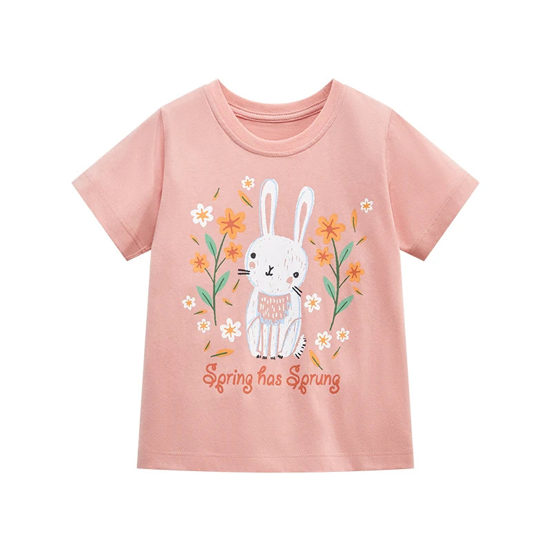 Girls' Cotton Short Sleeve Bunny T-Shirt