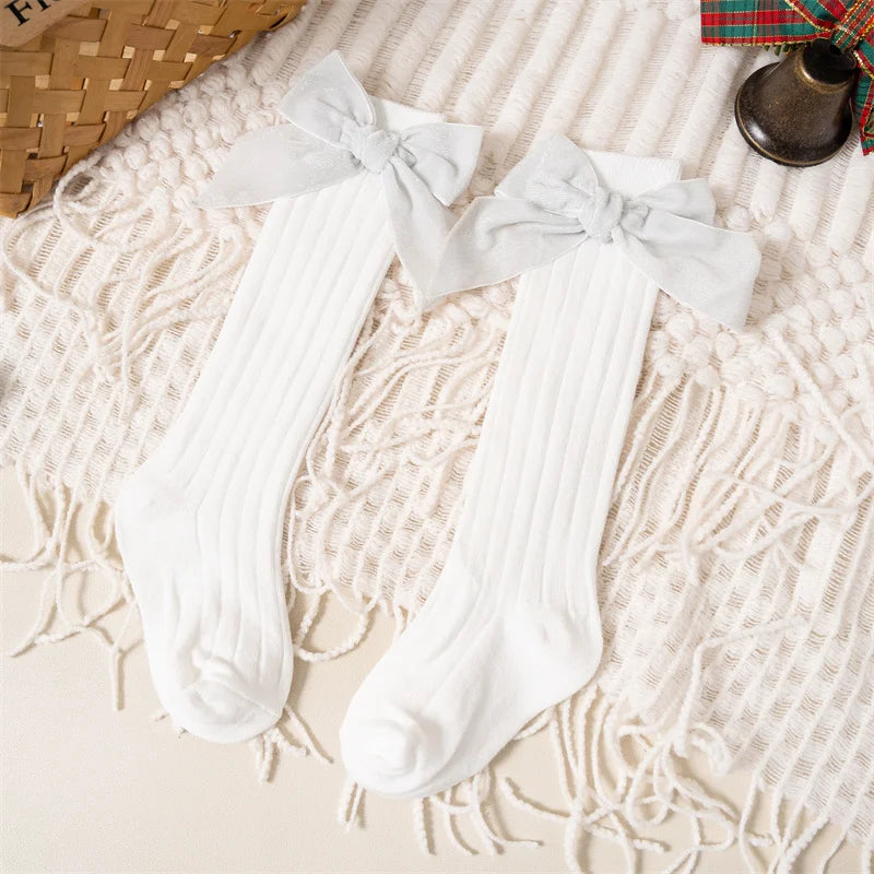 Sparkly Bow Knee High Socks