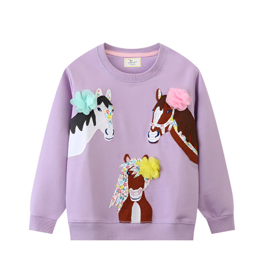 Girls Sweatshirts - Horsing around