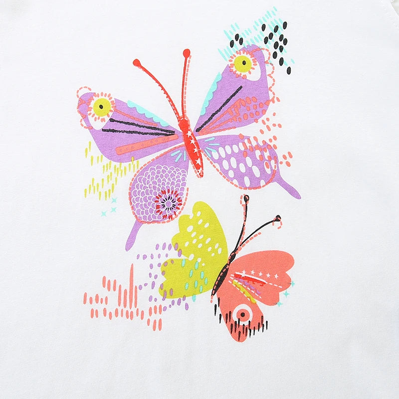 Girls Flutter Sleeve T Shirts and Shorts - Butterflies