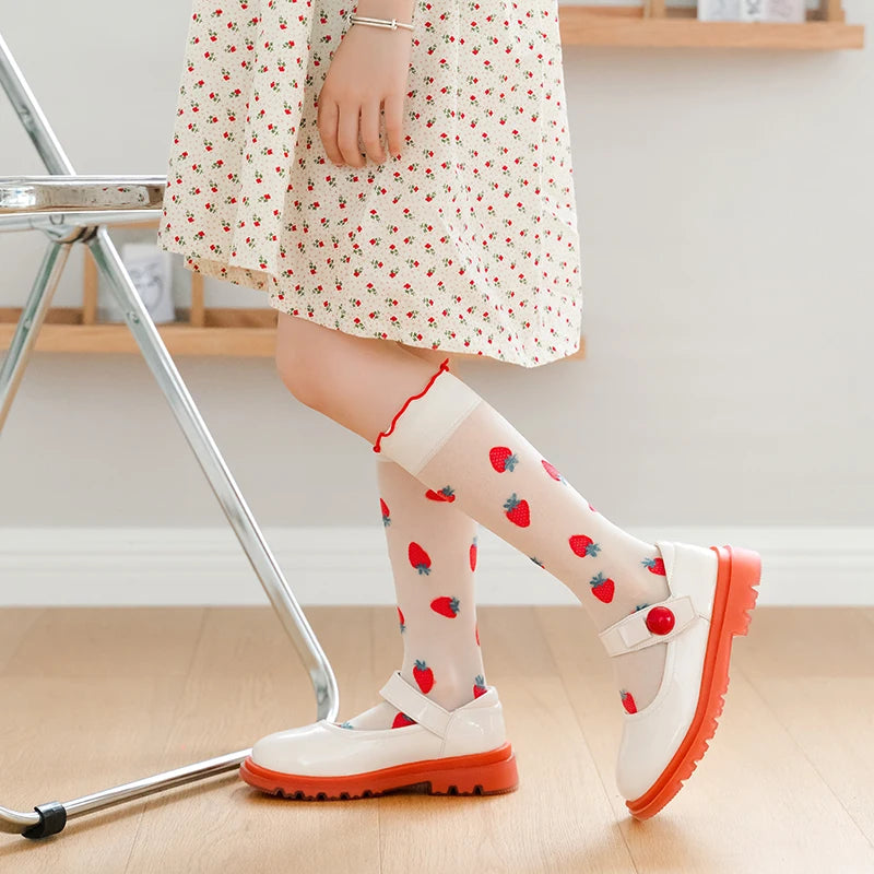 Ultra-thin knee high socks with contrast tipping