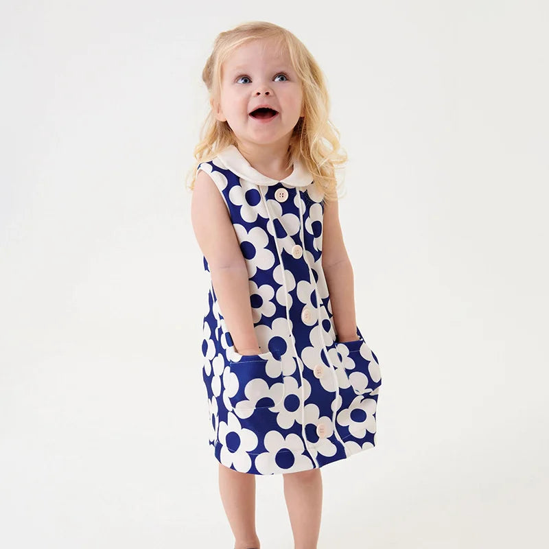 Girls Sleeveless Floral Pop Dress