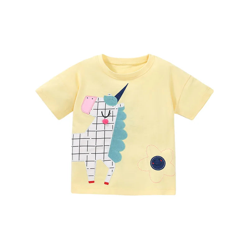 Girls' Cotton Short Sleeve Unicorn T-Shirt