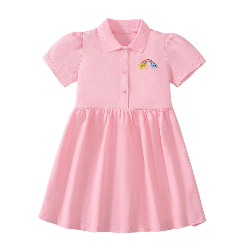 Girls Knitted Short Sleeve Dress with Collar