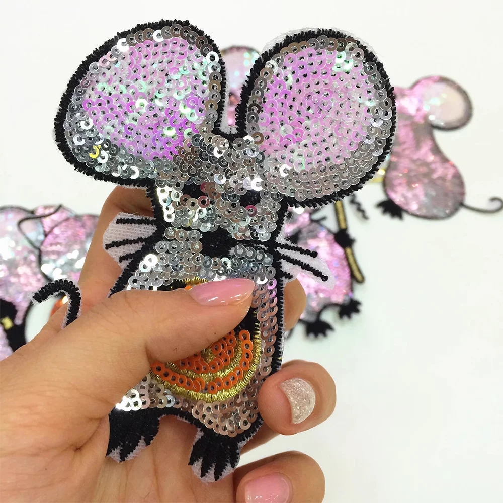 Set of 6 Sequinned Mouse patches