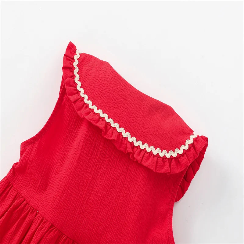 Girls Red Sleeveless Dress