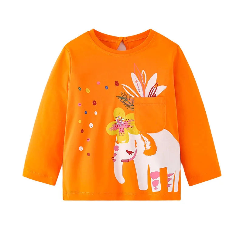 Girls Long Sleeve Elephant T Shirt