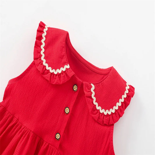 Girls Red Sleeveless Dress