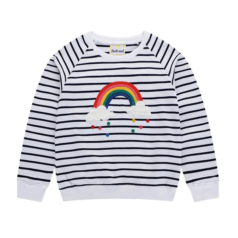 Girls Long Sleeve Rainbow & Stripes Sweatshirt