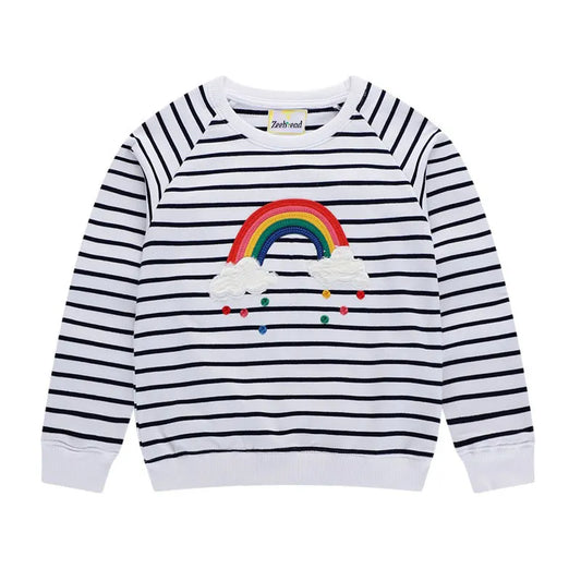 Girls Long Sleeve Rainbow & Stripes Sweatshirt