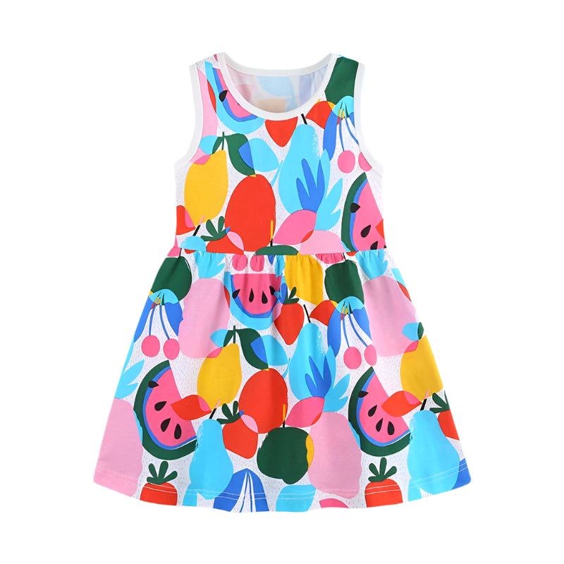 Girls Allover Fruit print Sleeveless Dress