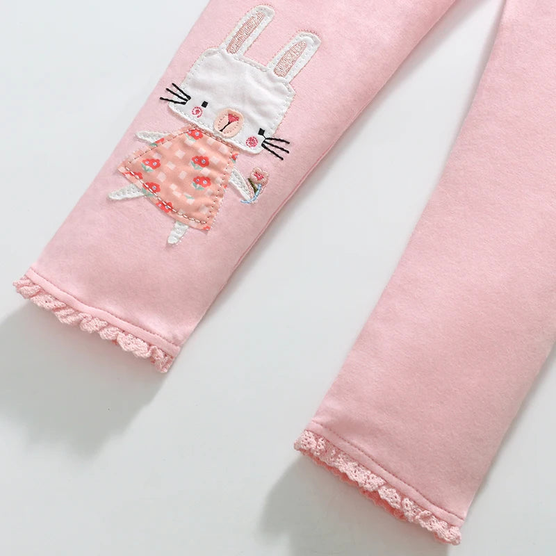 Girls LS T & Legging Set in Green & Pink bunny