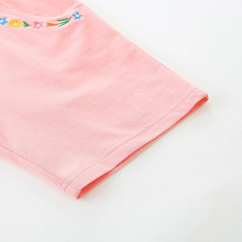 Girls Shorts - Embroidered Flowers