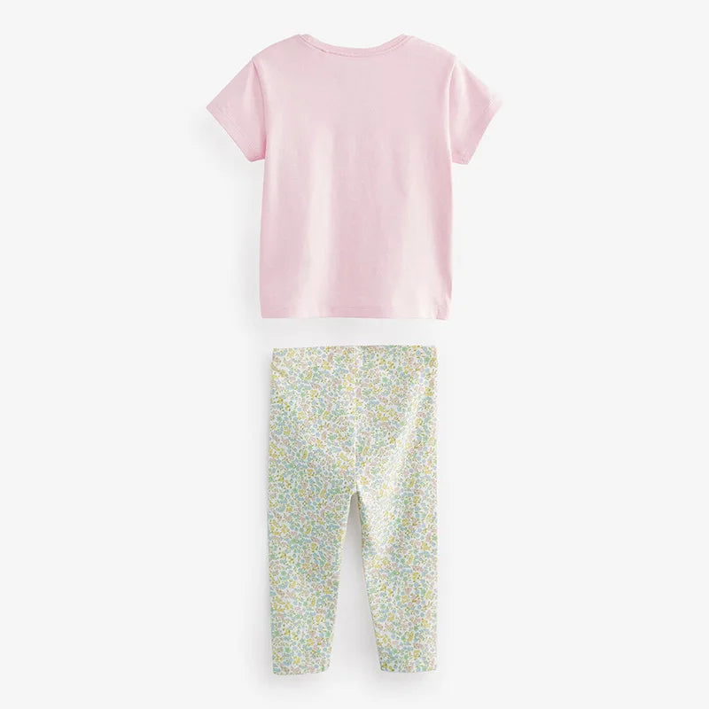 Girls SS T shirt Tops & Floral Leggings