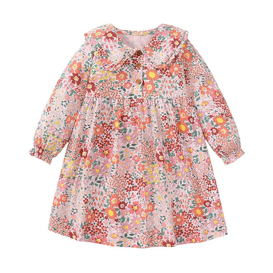 Girls Princess Floral Long Sleeve Dress