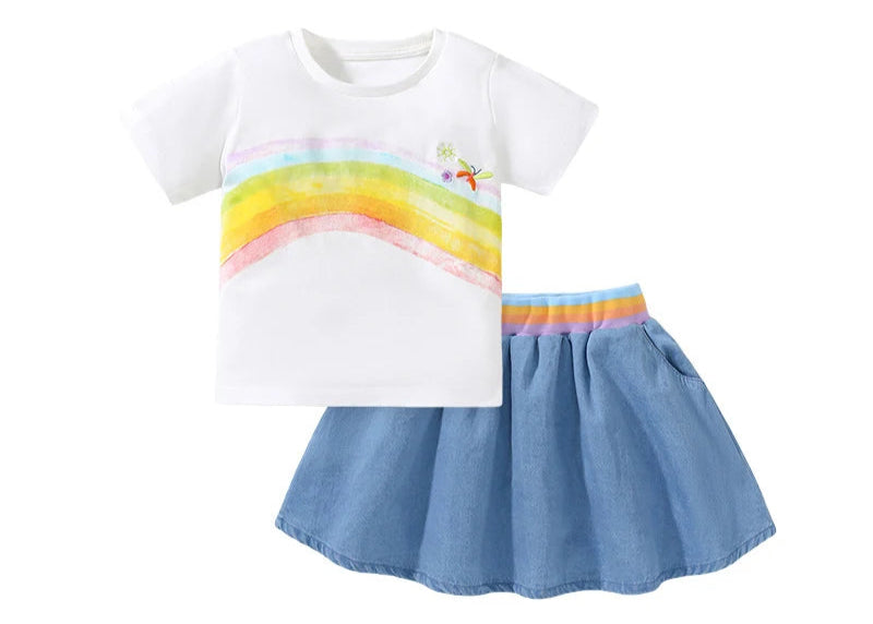Girls SS Rainbow T-shirt and Skirt