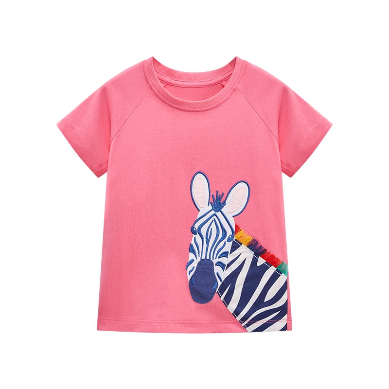 Girls' Cotton Short Sleeve Zebra T-Shirt