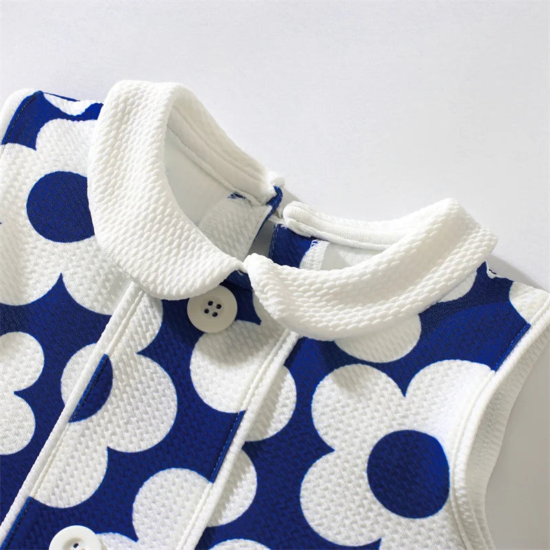 Girls Sleeveless Floral Pop Dress