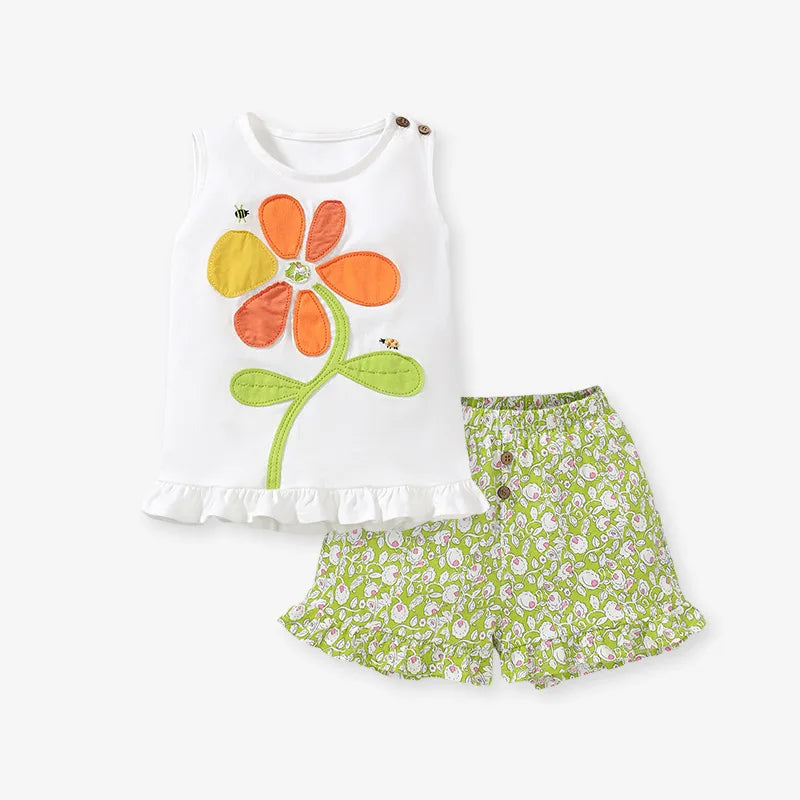 Girls Sleeveless T-Shirt & Shorts